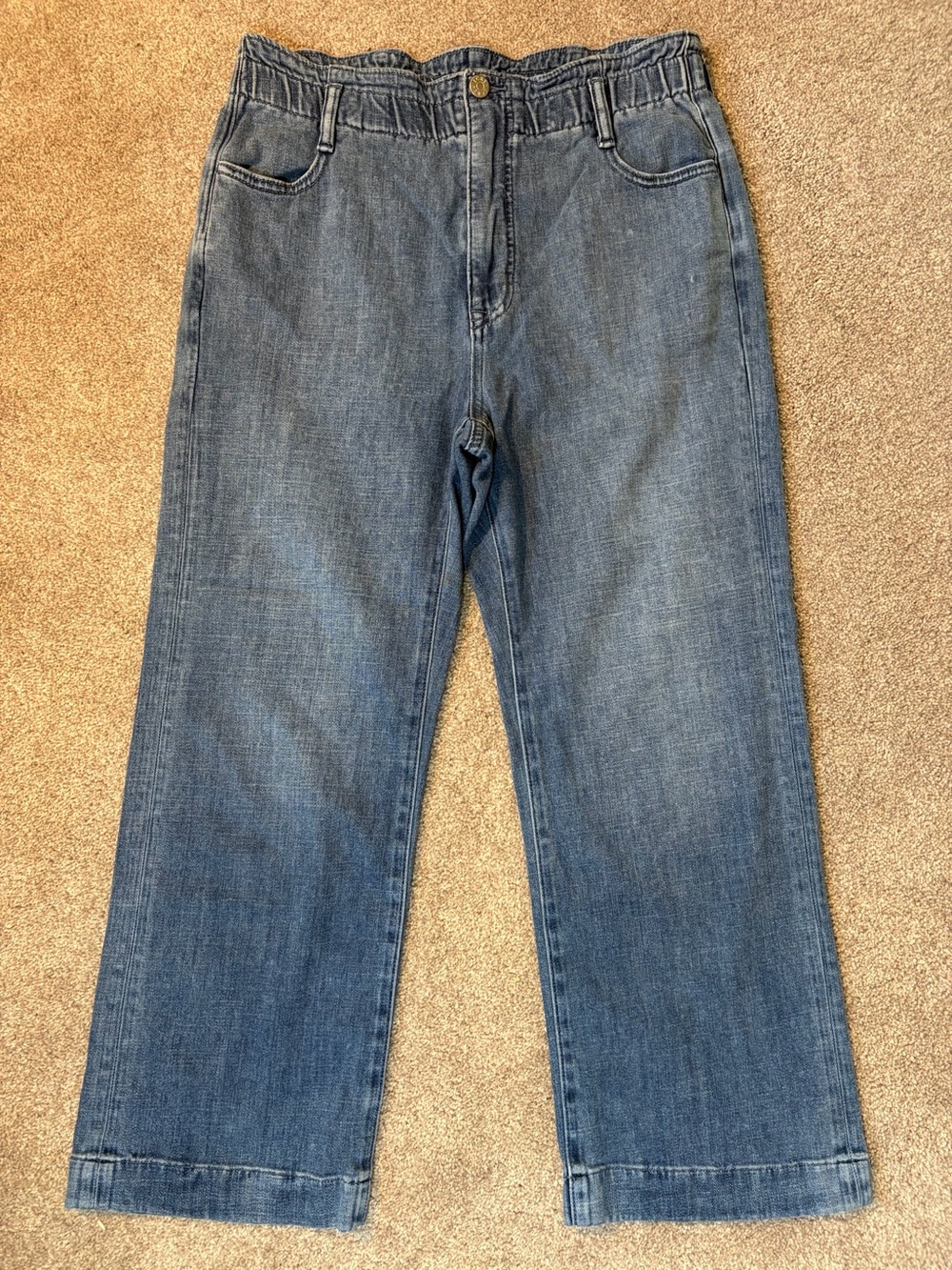 J. Crew Factory Slim Wide Leg Crop High Waist paper bag jeans sz 30  Preowned